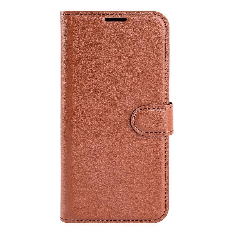Litchi PU bőr pénztárca tok Samsung Galaxy M53 5G-hez - barna