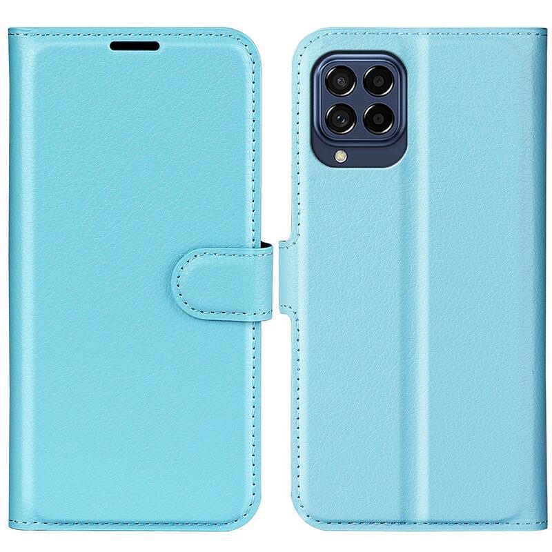 Litchi PU bőr pénztárca tok Samsung Galaxy M53 5G-hez - kék