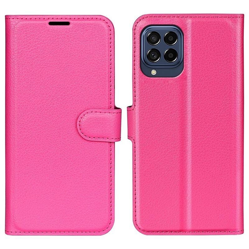 Litchi PU bőr pénztárca tok Samsung Galaxy M53 5G - rózsaszínű