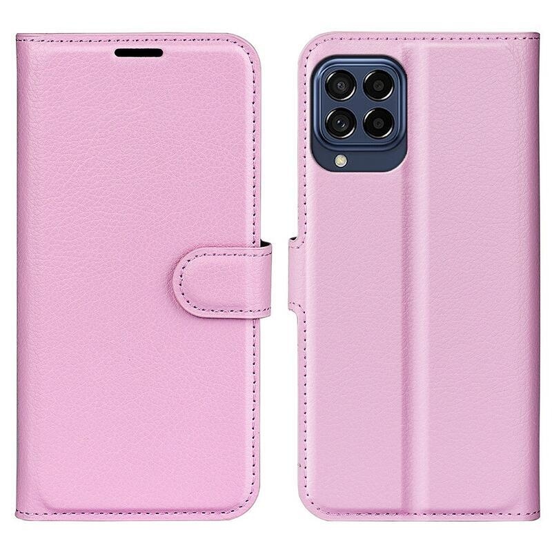 Litchi PU bőr pénztárca tok Samsung Galaxy M53 5G-hez - rózsaszín