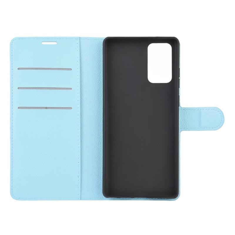 Litchi PU bőr pénztárca tok Samsung Galaxy Note 20/Note 20 5G - kék