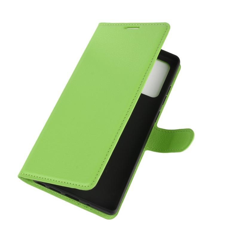 Litchi PU bőr pénztárca tok Samsung Galaxy Note 20/Note 20 5G - zöld