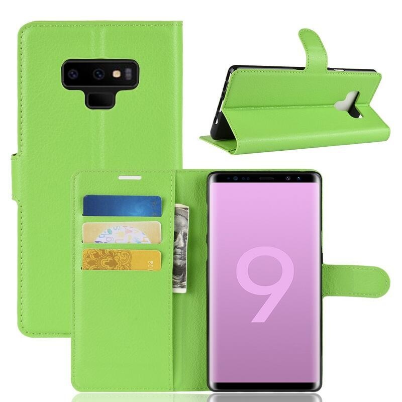 Litchi PU bőr pénztárca tok Samsung Galaxy Note 9-hez - zöld