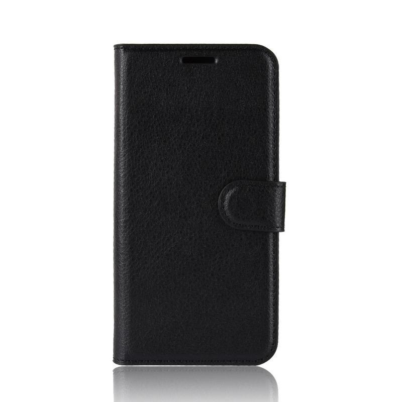 Litchi PU bőr pénztárca tok Samsung Galaxy S20-hoz - fekete