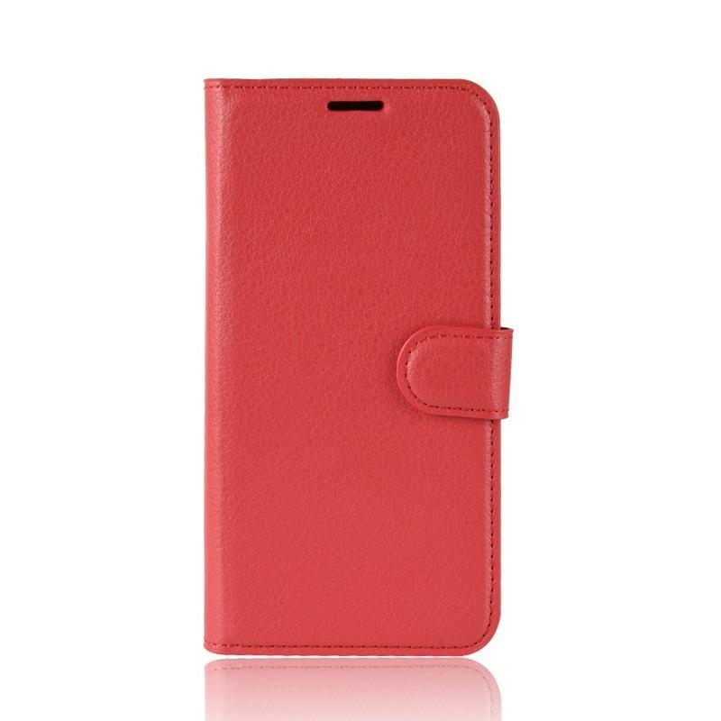 Litchi PU bőr pénztárca tok Samsung Galaxy S20-hoz - piros
