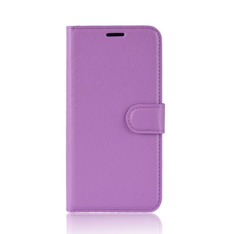 Litchi PU bőr pénztárca tok Samsung Galaxy S20-hoz - lila