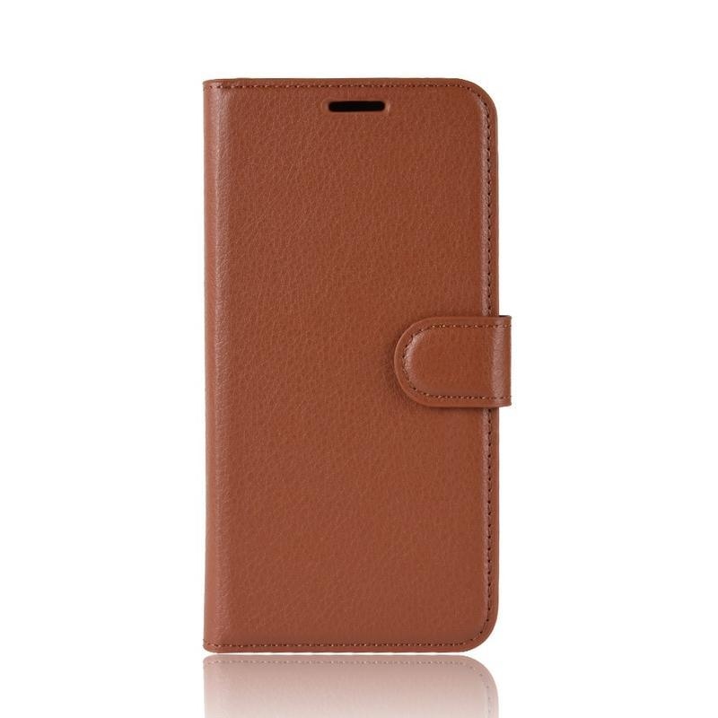 Litchi PU bőr pénztárca tok Samsung Galaxy S20-hoz - barna