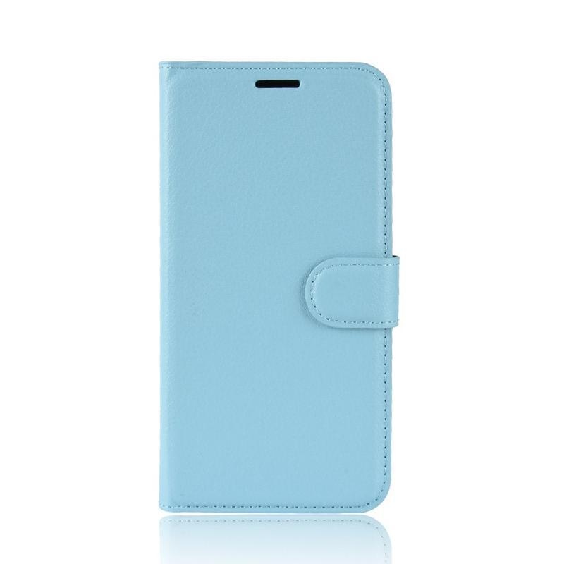 Litchi PU bőr pénztárca tok Samsung Galaxy S20-hoz - kék