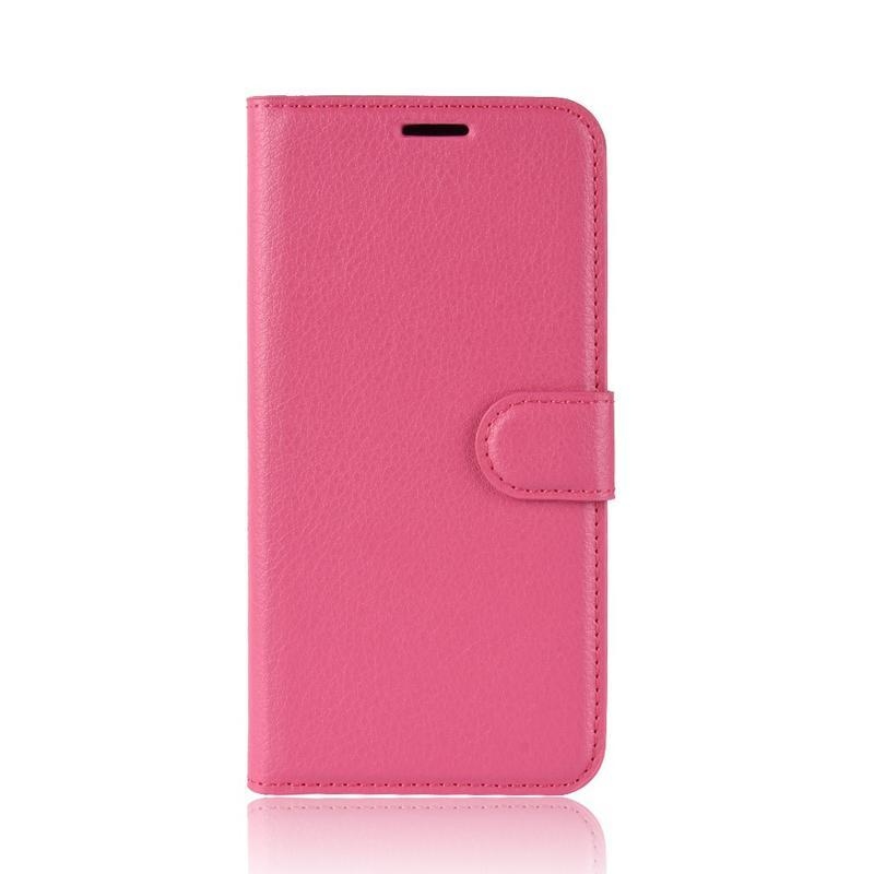 Litchi PU bőr pénztárca tok Samsung Galaxy S20-hoz - rózsaszínű