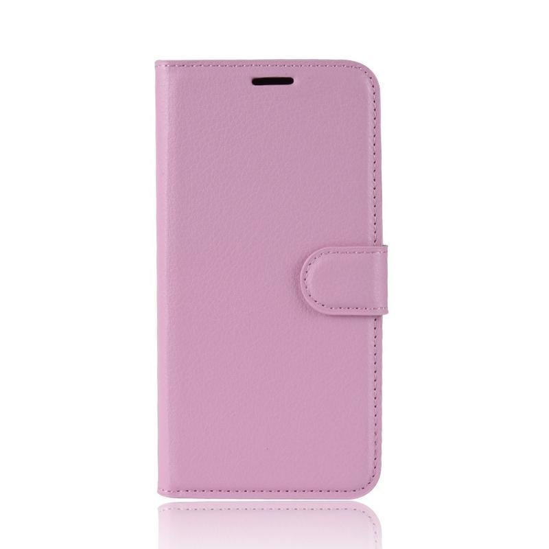 Litchi PU bőr pénztárca tok Samsung Galaxy S20-hoz - rózsaszín