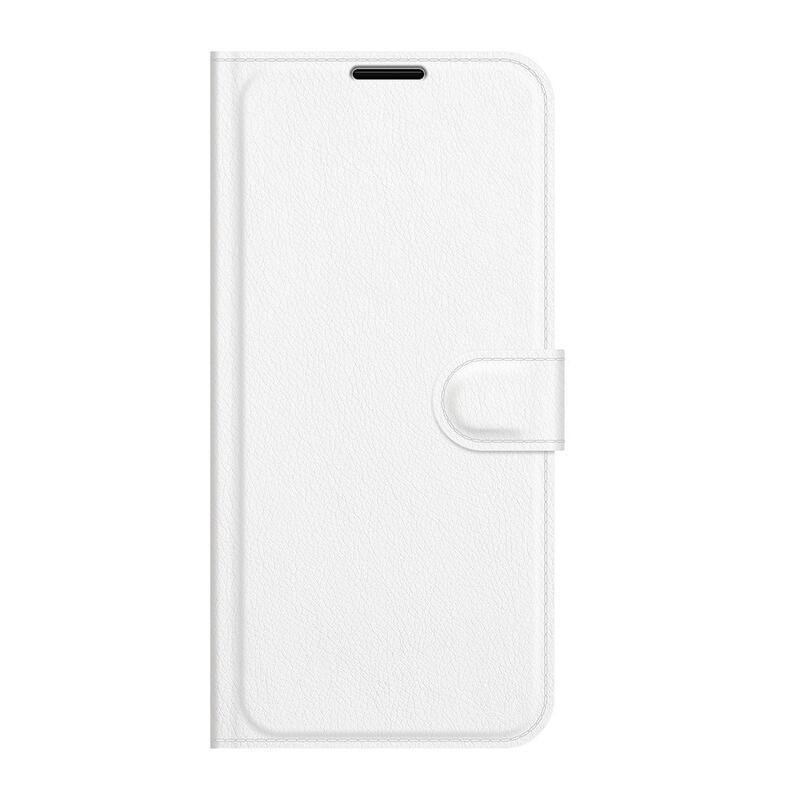 Litchi PU bőr pénztárca tok Samsung Galaxy S22+ 5G számára - fehér