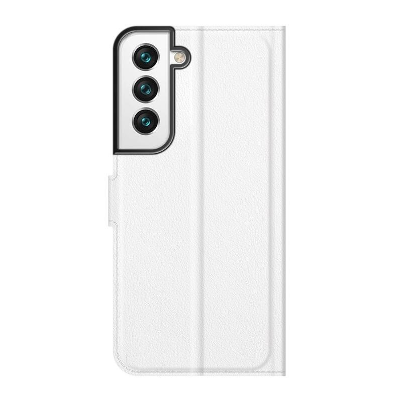 Litchi PU bőr pénztárca tok Samsung Galaxy S22+ 5G számára - fehér