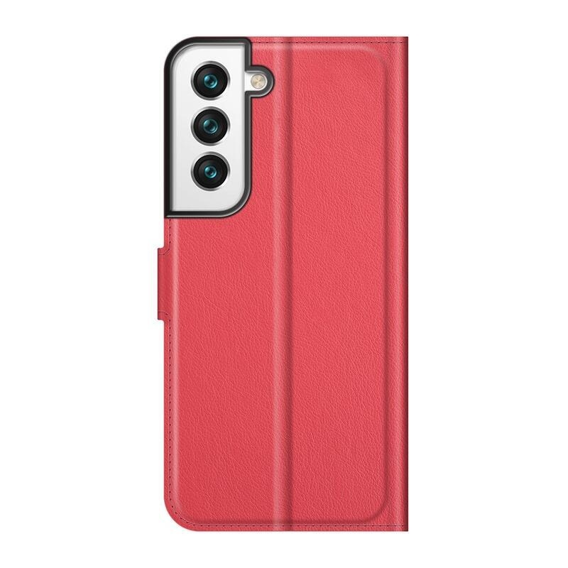 Litchi PU bőr pénztárca tok Samsung Galaxy S22+ 5G számára - piros