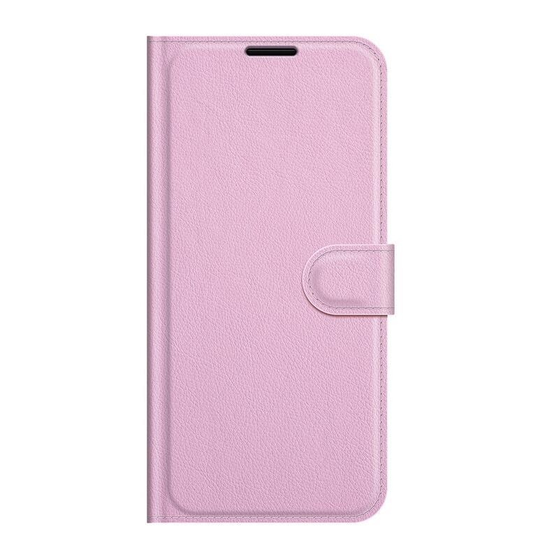 Litchi PU bőr pénztárca tok Samsung Galaxy S22+ 5G számára - rózsaszín