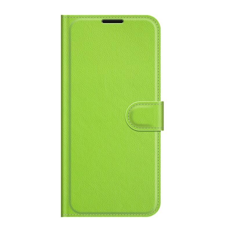 Litchi PU bőr pénztárca tok Samsung Galaxy S22+ 5G számára - zöld
