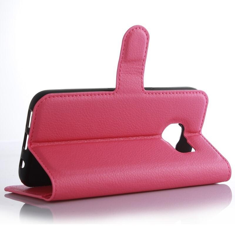 Litchi PU bőr pénztárca tok Samsung Galaxy S7 Edge - rózsaszínű