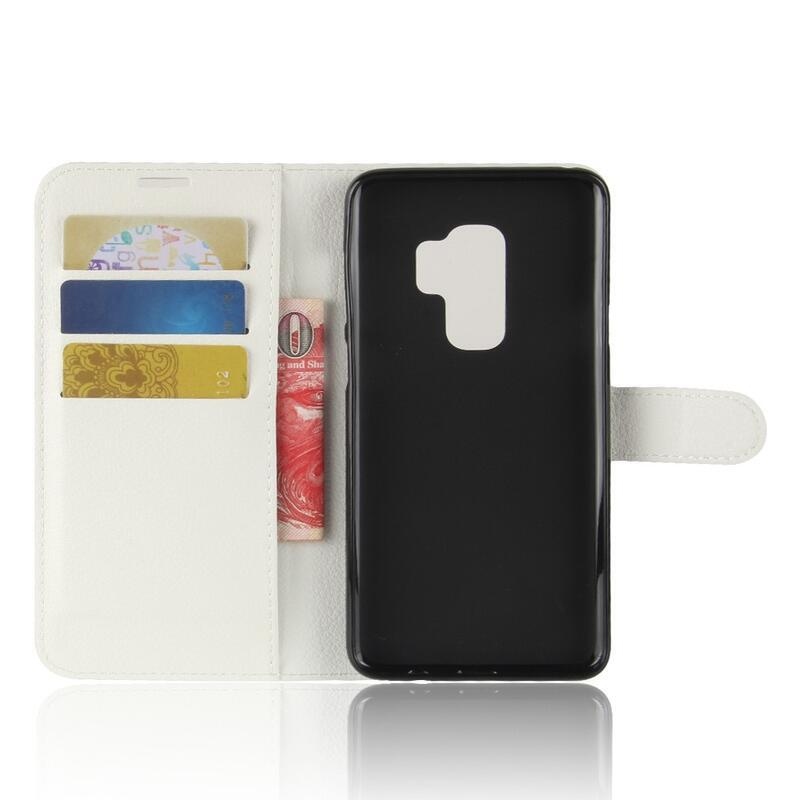 Litchi PU bőr pénztárca tok Samsung Galaxy S9+-hoz - fehér