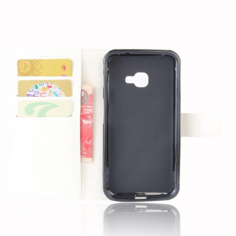 Litchi PU bőr pénztárca tok Samsung Galaxy Xcover 4/4S készülékhez - fehér