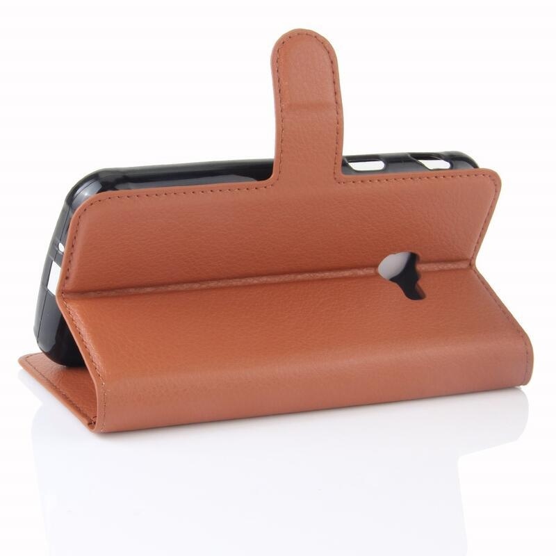 Litchi PU bőr pénztárca tok Samsung Galaxy Xcover 4/4S készülékhez - barna