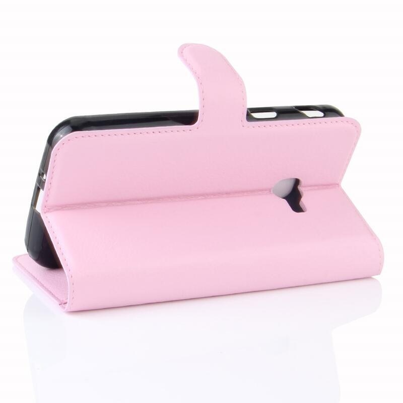 Litchi PU bőr pénztárca tok Samsung Galaxy Xcover 4/4S készülékhez - rózsaszín