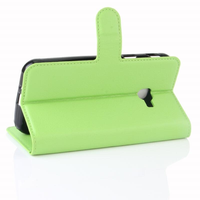 Litchi PU bőr pénztárca tok Samsung Galaxy Xcover 4/4S készülékhez - zöld