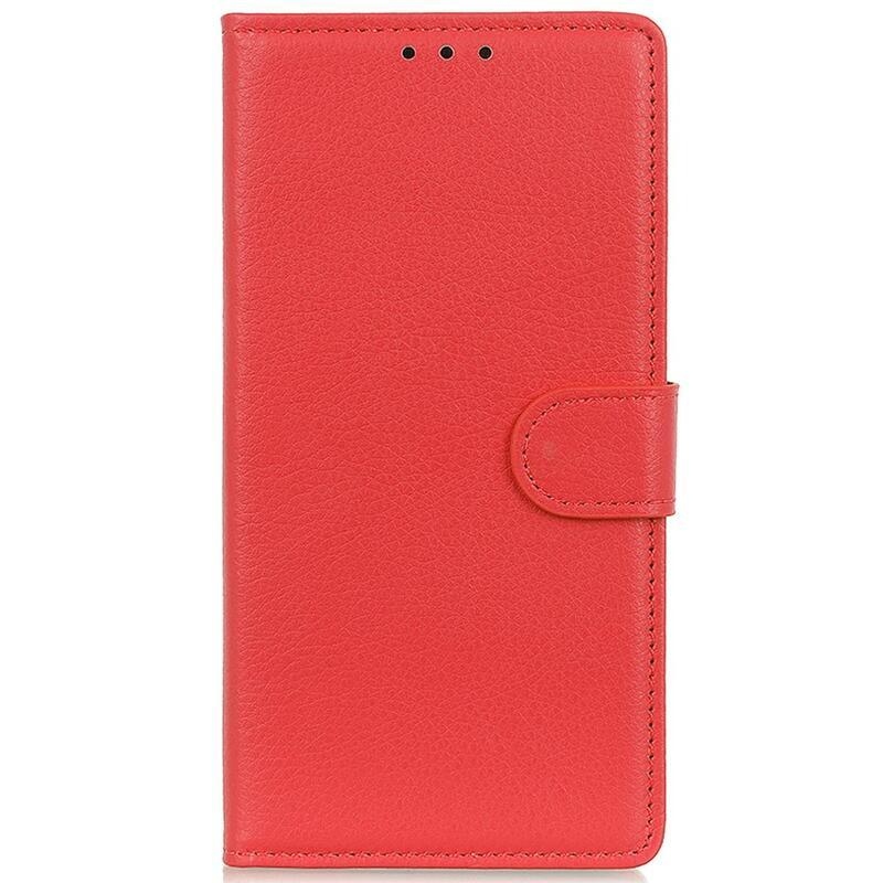 Litchi PU bőr pénztárca tok a Vivo V23 5G-hez - piros