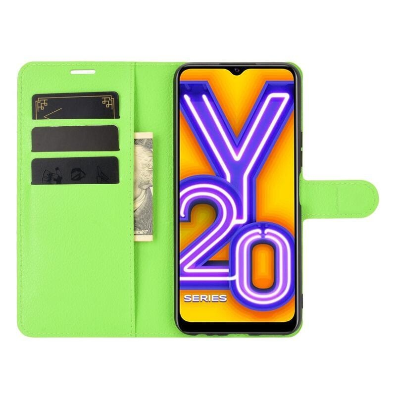 Litchi PU bőr pénztárca tok Vivo Y20s/Y11s - zöld