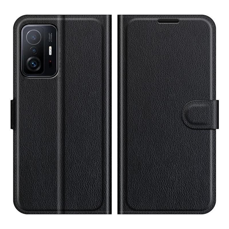 Litchi PU bőr pénztárca tok a Xiaomi 11T/11T Pro-hoz - fekete