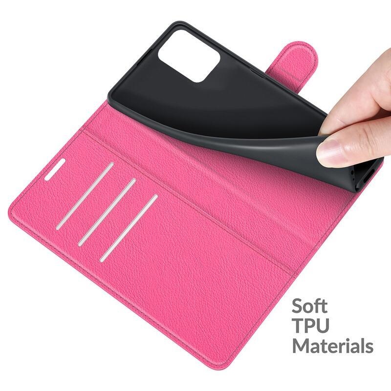 Litchi PU bőr pénztárca tok Xiaomi 11T/11T Pro - rózsaszínű