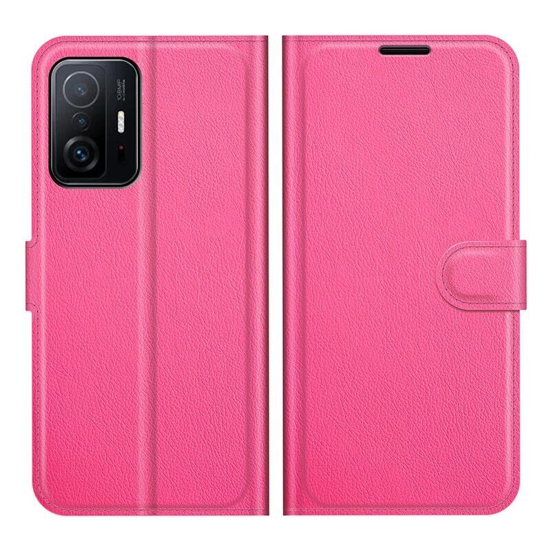 Litchi PU bőr pénztárca tok Xiaomi 11T/11T Pro - rózsaszínű
