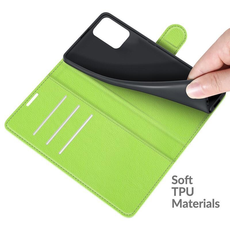 Litchi PU bőr pénztárca tok Xiaomi 11T/11T Pro - zöld