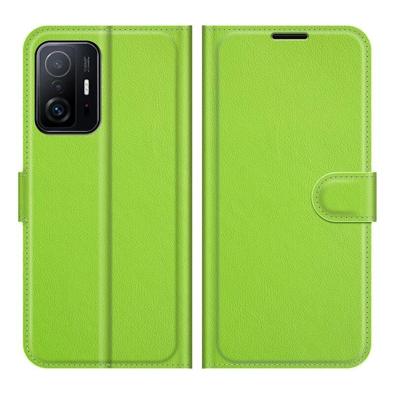 Litchi PU bőr pénztárca tok Xiaomi 11T/11T Pro - zöld