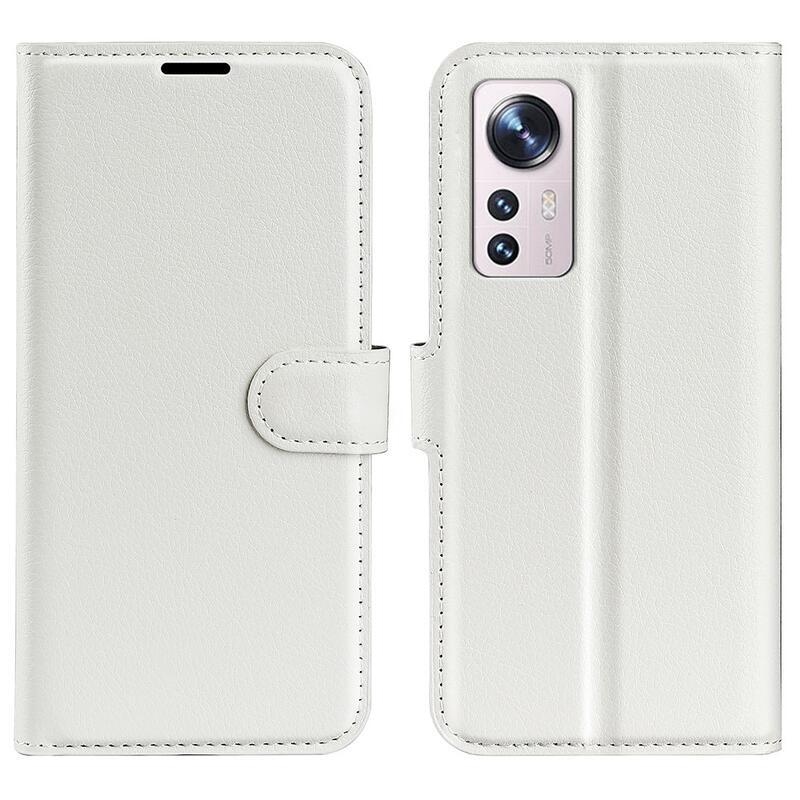 Litchi PU bőr pénztárca tok Xiaomi 12 Lite-hoz - fehér
