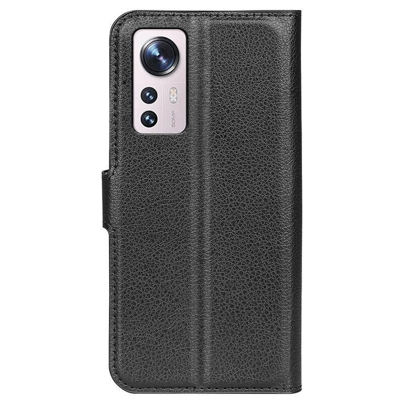 Litchi PU bőr pénztárca tok Xiaomi 12 Lite-hoz - fekete