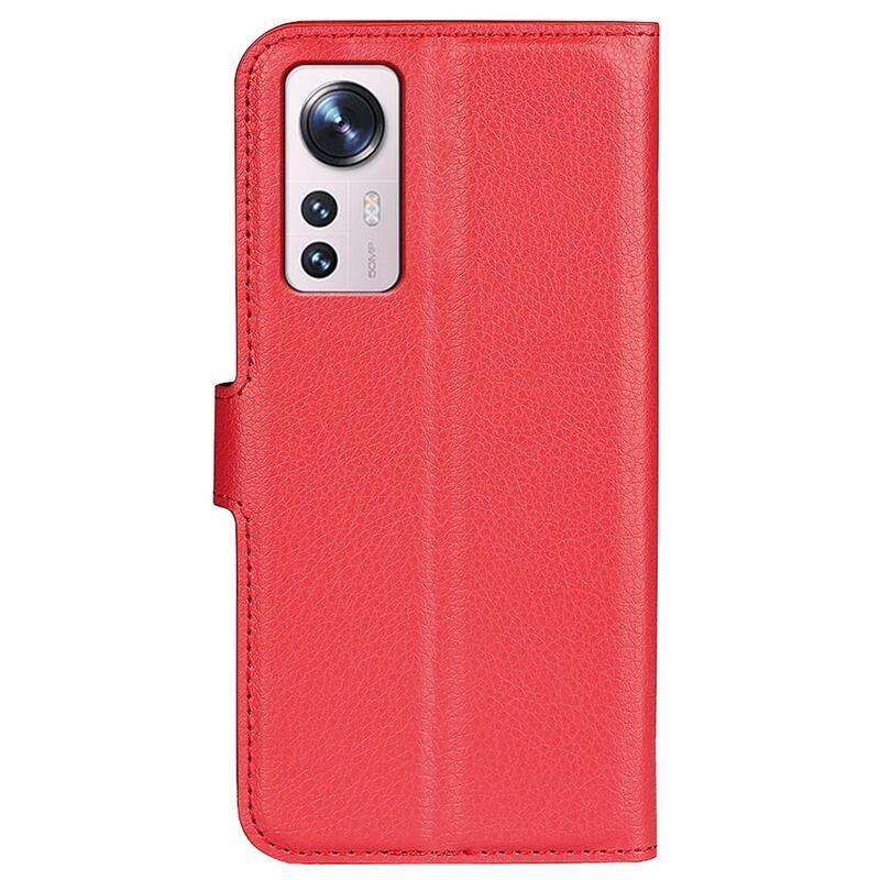 Litchi PU bőr pénztárca tok Xiaomi 12 Lite-hoz - piros