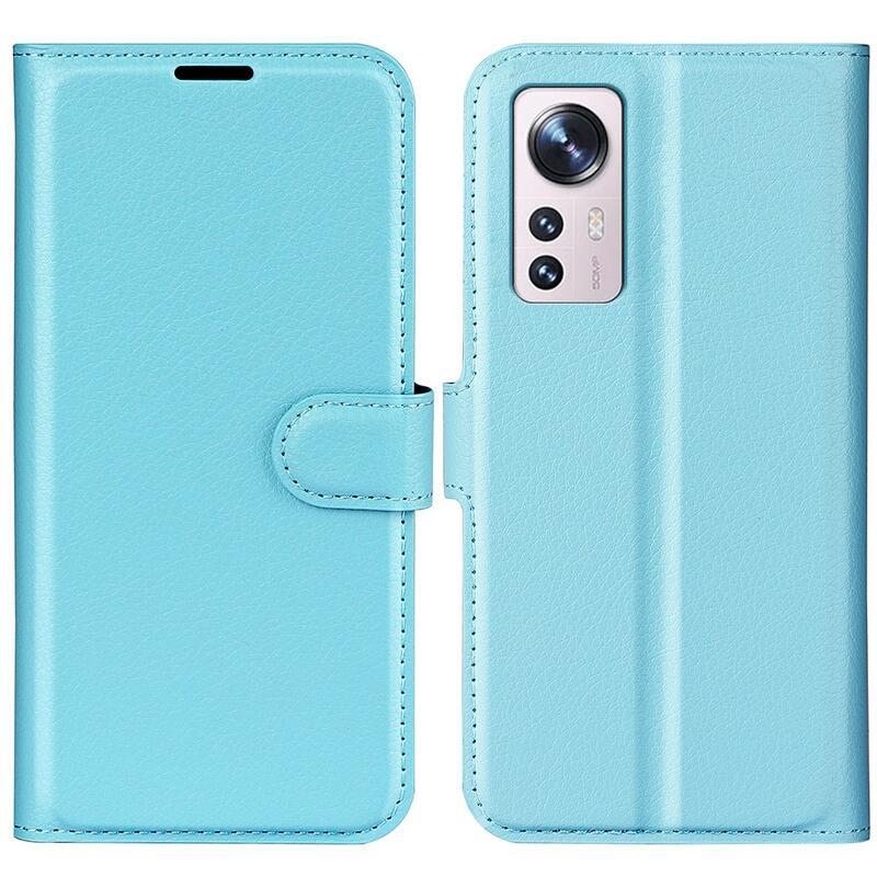 Litchi PU bőr pénztárca tok Xiaomi 12 Lite-hoz - kék