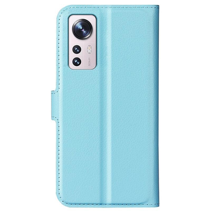 Litchi PU bőr pénztárca tok Xiaomi 12 Lite-hoz - kék