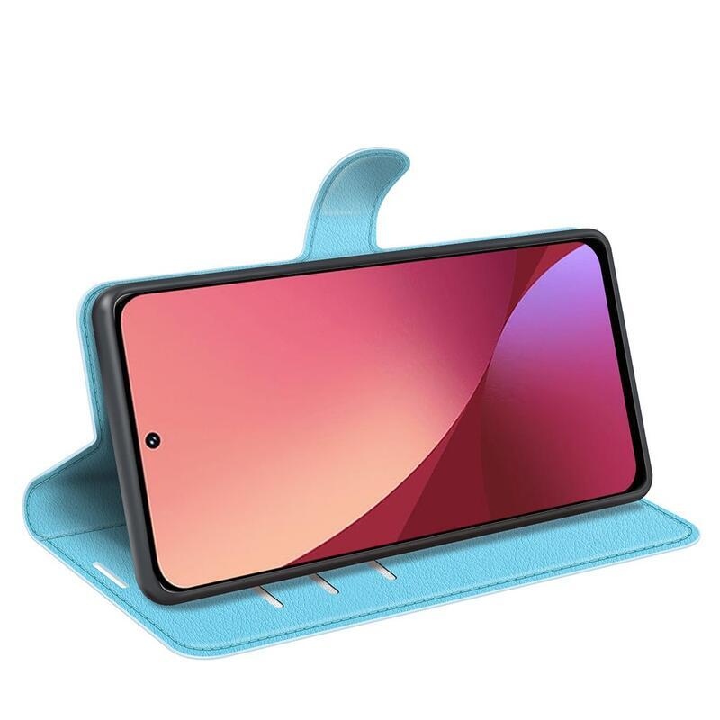 Litchi PU bőr pénztárca tok Xiaomi 12 Lite-hoz - kék