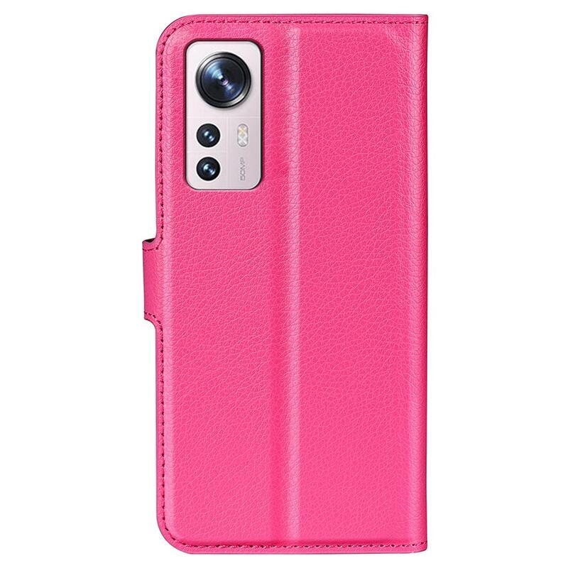 Litchi PU bőr pénztárca tok Xiaomi 12 Lite - rózsaszínű