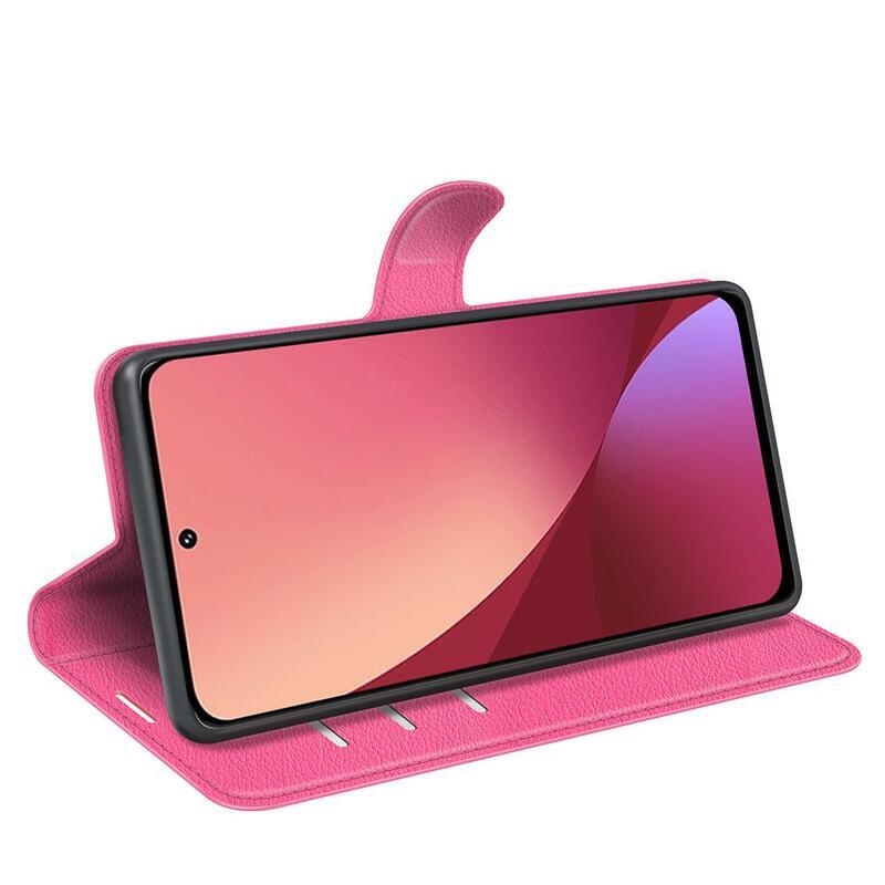 Litchi PU bőr pénztárca tok Xiaomi 12 Lite - rózsaszínű