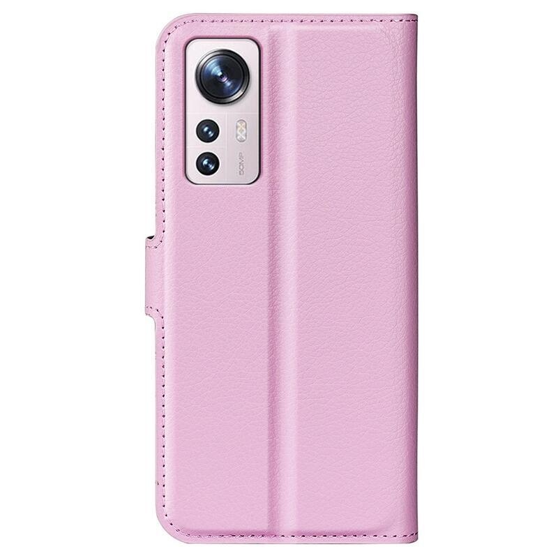 Litchi PU bőr pénztárca tok a Xiaomi 12 Lite-hoz - rózsaszínű