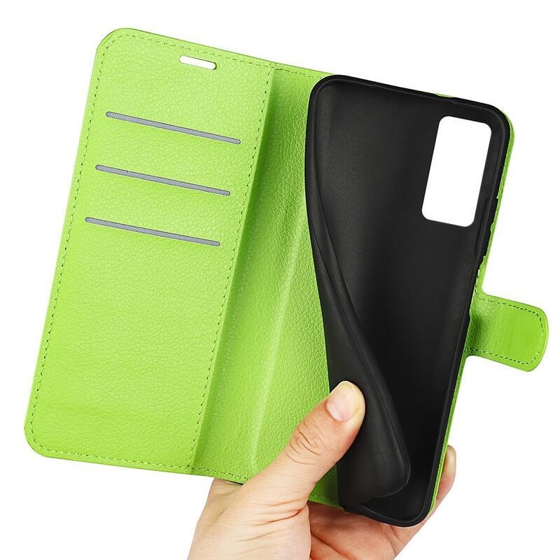 Litchi PU bőr pénztárca tok Xiaomi 12 Lite-hoz - zöld