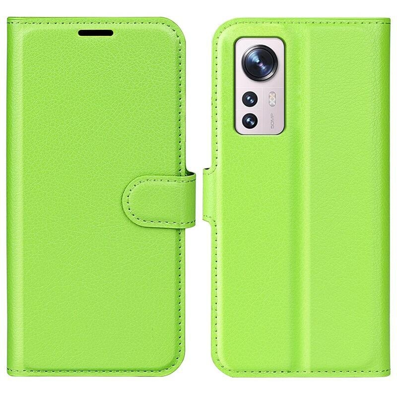 Litchi PU bőr pénztárca tok Xiaomi 12 Lite-hoz - zöld