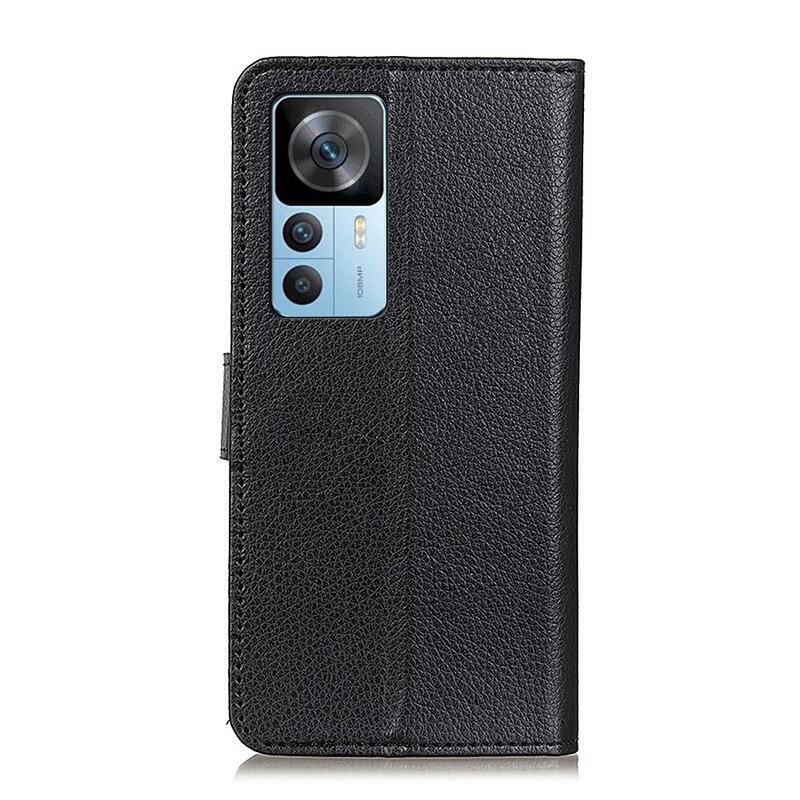 Litchi PU bőr pénztárca tok a Xiaomi 12T/12T Pro-hoz - fekete