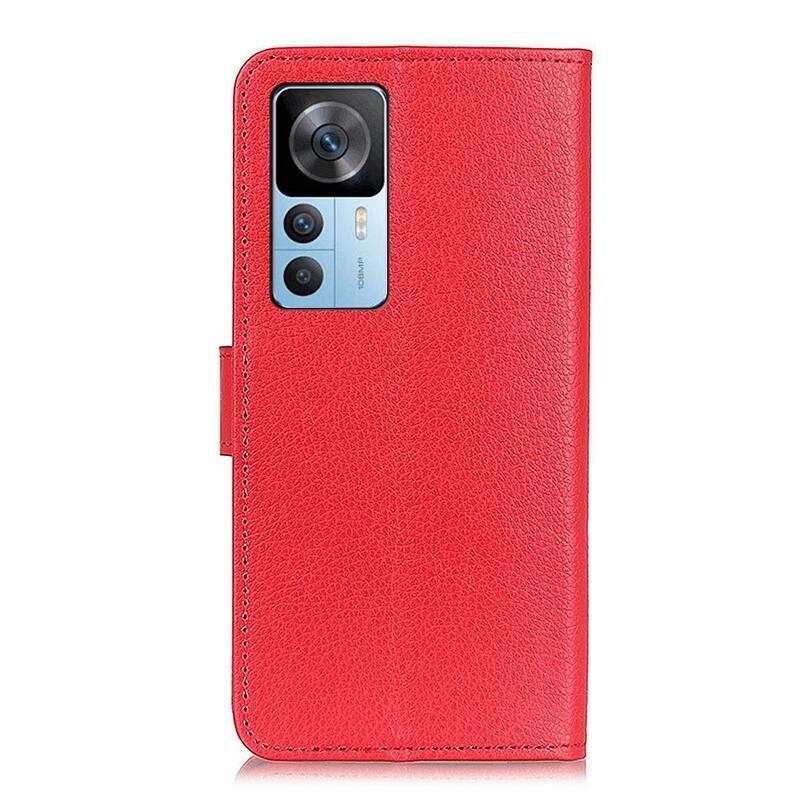 Litchi PU bőr pénztárca tok a Xiaomi 12T/12T Pro-hoz - piros