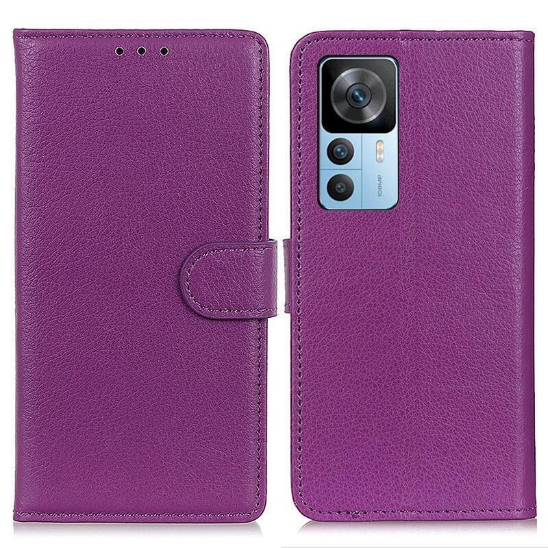Litchi PU bőr pénztárca tok Xiaomi 12T/12T Pro - lila