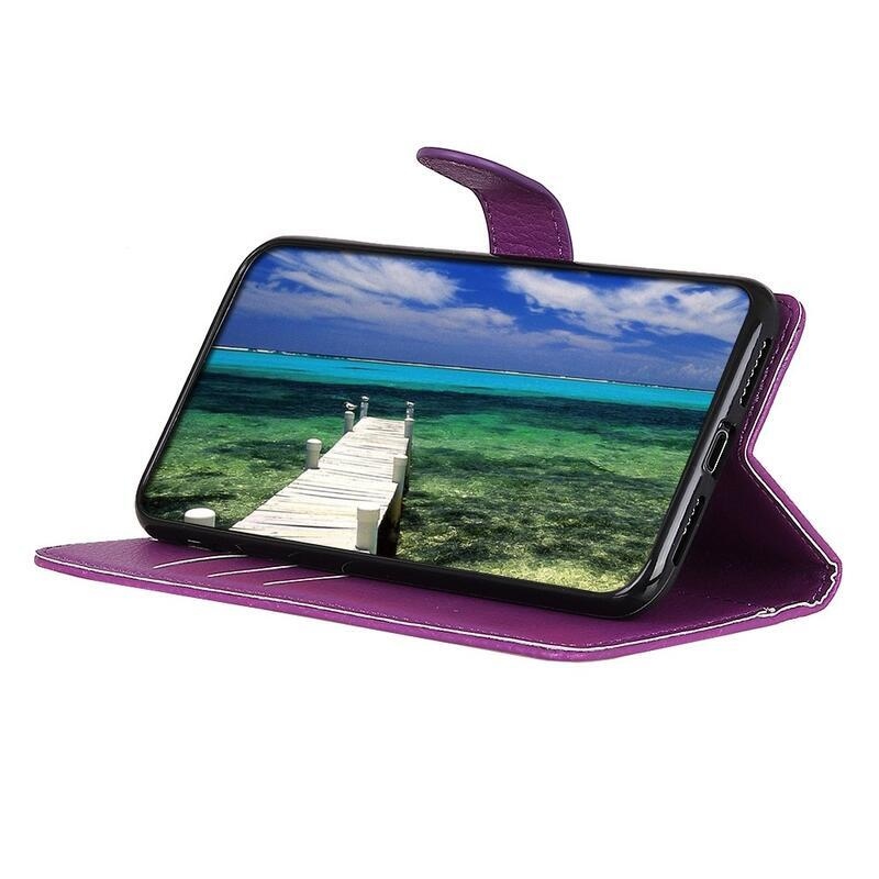 Litchi PU bőr pénztárca tok Xiaomi 12T/12T Pro - lila