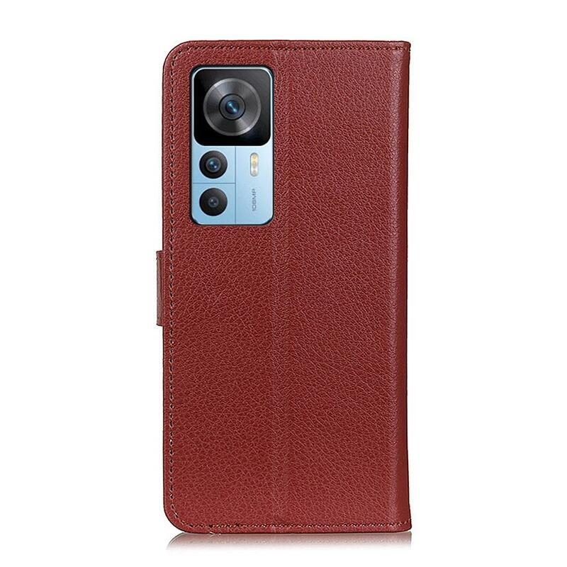 Litchi PU bőr pénztárca tok Xiaomi 12T/12T Pro - barna