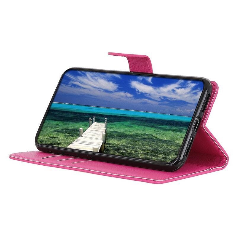 Litchi PU bőr pénztárca tok Xiaomi 12T/12T Pro - rózsaszínű