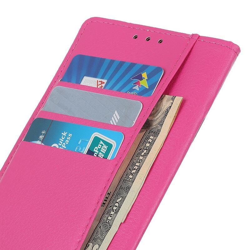 Litchi PU bőr pénztárca tok Xiaomi 12T/12T Pro - rózsaszínű